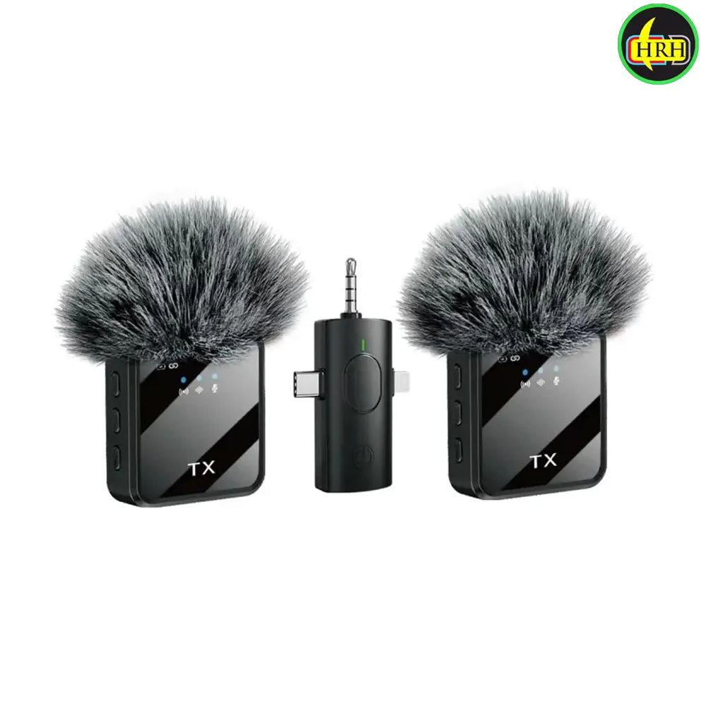 F11-2 (3 in 1)Collar Wireless Dual Microphone proprofessional Lepal Lavaliar microphon iPhone/Android & Type C Supported 100& Noise Cancellation by HRH Shopping
