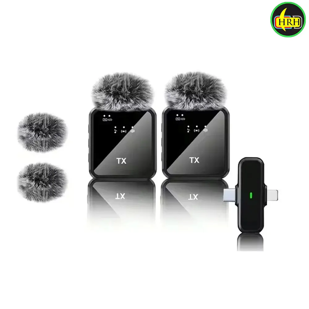 F11-2 (3 in 1)Collar Wireless Dual Microphone proprofessional Lepal Lavaliar microphon iPhone/Android & Type C Supported 100& Noise Cancellation by HRH Shopping