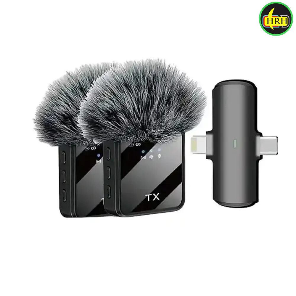 F11-2 (3 in 1)Collar Wireless Dual Microphone proprofessional Lepal Lavaliar microphon iPhone/Android & Type C Supported 100& Noise Cancellation by HRH Shopping