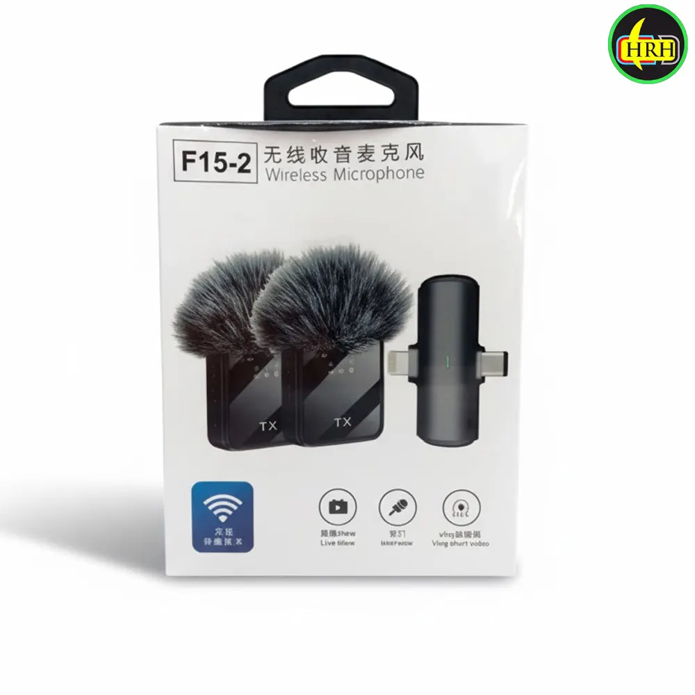 F11-2 (3 in 1)Collar Wireless Dual Microphone proprofessional Lepal Lavaliar microphon iPhone/Android & Type C Supported 100& Noise Cancellation by HRH Shopping