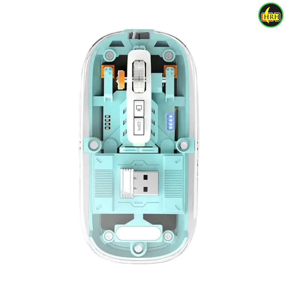 WM30 Transparent Crystal 2.4G + Bluetooth Magnetic Wireless Mouse In Bangladesh bt HRH Shopping