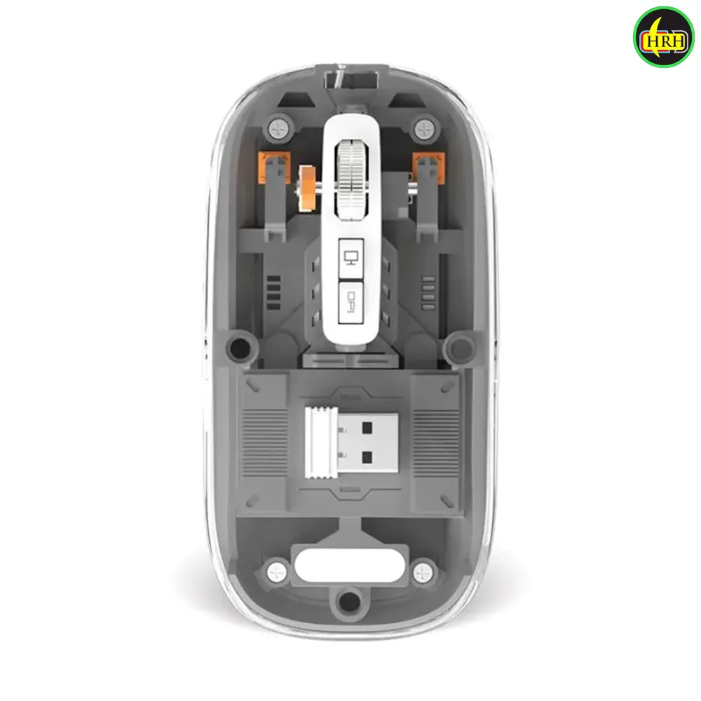 WM30 Transparent Crystal 2.4G + Bluetooth Magnetic Wireless Mouse In Bangladesh bt HRH Shopping