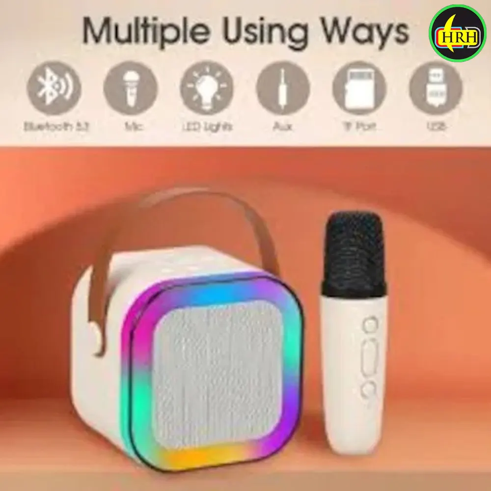 K12 Karaoke Machine Portable Bluetooth 5.3 PA Speaker With 1 Wireless Microphones Home Family Singing Children's Gifts by HRH Shopping
